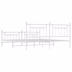 vidaXL Metal Bed Frame Bedroom Bed Base Bedstead Metal Matress Foundation - white, 200 x 200 cm/with headboard & footboard - Additional view 7