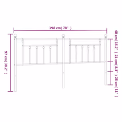 vidaXL Metal Headboard Bed Header Bed Headboard Black Headboard Black 80 cm - white, 193 cm - Additional view 6