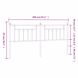 vidaXL Metal Headboard Bed Header Bed Headboard Black Headboard Black 80 cm - white, 200 cm - Additional view 6