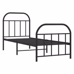 vidaXL Metal Bed Frame Bedroom Bed Base Bedstead Metal Matress Foundation - black, 75 x 190/with headboard & footboard - Additional view 4
