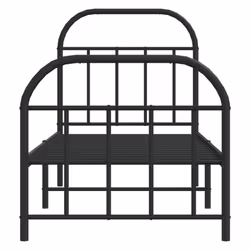 vidaXL Metal Bed Frame Bedroom Bed Base Bedstead Metal Matress Foundation - black, 75 x 190/with headboard & footboard - Additional view 5