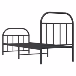 vidaXL Metal Bed Frame Bedroom Bed Base Bedstead Metal Matress Foundation - black, 75 x 190/with headboard & footboard - Additional view 7