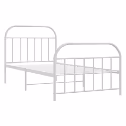 vidaXL Metal Bed Frame Bedroom Bed Base Bedstead Metal Matress Foundation - white, 100 x 190/with headboard & footboard - Additional view 4