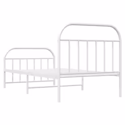 vidaXL Metal Bed Frame Bedroom Bed Base Bedstead Metal Matress Foundation - white, 100 x 190/with headboard & footboard - Additional view 7