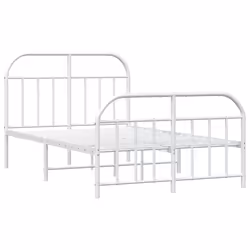 vidaXL Metal Bed Frame Bedroom Bed Base Bedstead Metal Matress Foundation - white, 120 x 190/with headboard & footboard - Additional view 4