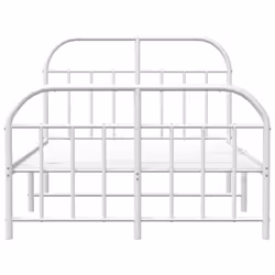 vidaXL Metal Bed Frame Bedroom Bed Base Bedstead Metal Matress Foundation - white, 120 x 190/with headboard & footboard - Additional view 5