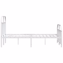 vidaXL Metal Bed Frame Bedroom Bed Base Bedstead Metal Matress Foundation - white, 120 x 190/with headboard & footboard - Additional view 6