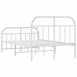 vidaXL Metal Bed Frame Bedroom Bed Base Bedstead Metal Matress Foundation - white, 120 x 190/with headboard & footboard - Additional view 7