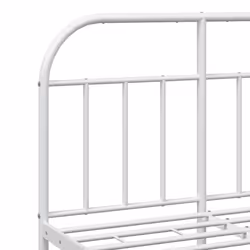 vidaXL Metal Bed Frame Bedroom Bed Base Bedstead Metal Matress Foundation - white, 120 x 190/with headboard & footboard - Additional view 8