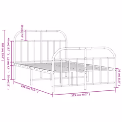 vidaXL Metal Bed Frame Bedroom Bed Base Bedstead Metal Matress Foundation - white, 120 x 190/with headboard & footboard - Additional view 9