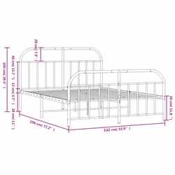 vidaXL Metal Bed Frame Bedroom Bed Base Bedstead Metal Matress Foundation - white, 135 x 190/with headboard & footboard - Additional view 3