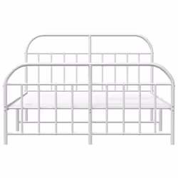 vidaXL Metal Bed Frame Bedroom Bed Base Bedstead Metal Matress Foundation - white, 135 x 190/with headboard & footboard - Additional view 5