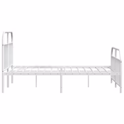 vidaXL Metal Bed Frame Bedroom Bed Base Bedstead Metal Matress Foundation - white, 135 x 190/with headboard & footboard - Additional view 6