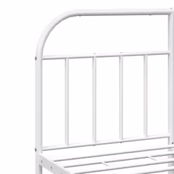 vidaXL Metal Bed Frame Bedroom Bed Base Bedstead Metal Matress Foundation - white, 135 x 190/with headboard & footboard - Additional view 8