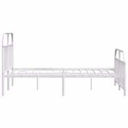 vidaXL Metal Bed Frame Bedroom Bed Base Bedstead Metal Matress Foundation - white, 150 x 200/with headboard & footboard - Additional view 6