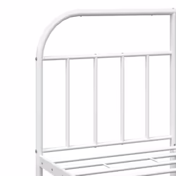 vidaXL Metal Bed Frame Bedroom Bed Base Bedstead Metal Matress Foundation - white, 150 x 200/with headboard & footboard - Additional view 8