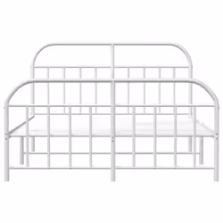 vidaXL Metal Bed Frame Bedroom Bed Base Bedstead Metal Matress Foundation - white, 183 x 213/with headboard & footboard - Additional view 5