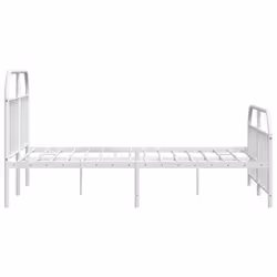 vidaXL Metal Bed Frame Bedroom Bed Base Bedstead Metal Matress Foundation - white, 183 x 213/with headboard & footboard - Additional view 6