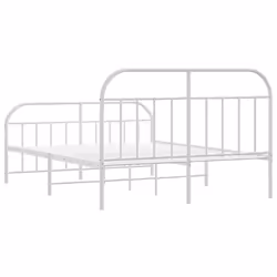 vidaXL Metal Bed Frame Bedroom Bed Base Bedstead Metal Matress Foundation - white, 183 x 213/with headboard & footboard - Additional view 7