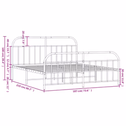 vidaXL Metal Bed Frame Bedroom Bed Base Bedstead Metal Matress Foundation - white, 183 x 213/with headboard & footboard - Additional view 9