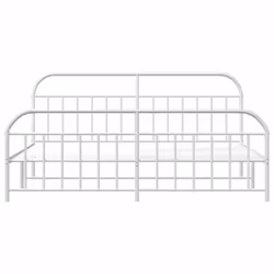 vidaXL Metal Bed Frame Bedroom Bed Base Bedstead Metal Matress Foundation - white, 193 x 203/with headboard & footboard - Additional view 5