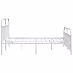vidaXL Metal Bed Frame Bedroom Bed Base Bedstead Metal Matress Foundation - white, 193 x 203/with headboard & footboard - Additional view 6