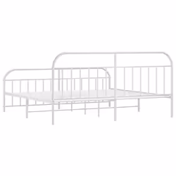 vidaXL Metal Bed Frame Bedroom Bed Base Bedstead Metal Matress Foundation - white, 193 x 203/with headboard & footboard - Additional view 7