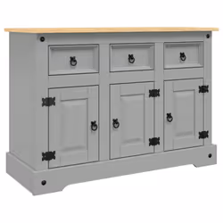 vidaXL Sideboard Cupboard Hall Highboard Corona Grey Solid Wood Mexican Pine