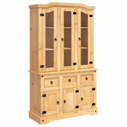 vidaXL Highboard Sideboard Cupboard Side Cabinet Brown Solid Wood Me Pine Corona