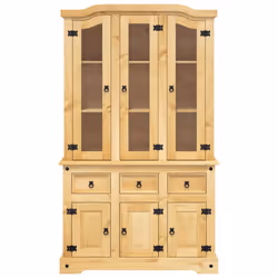 vidaXL Highboard Sideboard Cupboard Side Cabinet Brown Solid Wood Me Pine Corona