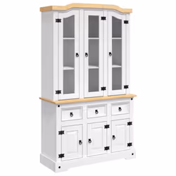 vidaXL Highboard Sideboard Side Cabinet White Solid Wood Mexican Pine Corona
