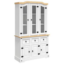 vidaXL Highboard Sideboard Side Cabinet White Solid Wood Mexican Pine Corona