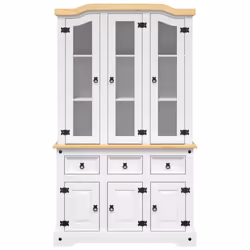 vidaXL Highboard Sideboard Side Cabinet White Solid Wood Mexican Pine Corona
