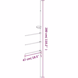 vidaXL Towel Rail 3-Arm Folding Towel Holder Swivel Wall Towel Rack Aluminium - Additional view 6