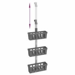 vidaXL Shower Hanger Shelf Hanging Shower Caddy 3-Tier Shower Shelf Aluminium - Additional view 4