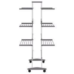 vidaXL Laundry Drying Rack with Wheels Folding Clothes Airer Rack Aluminium - Additional view 4