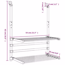 vidaXL Drying Rack for Balcony Over the Door Clothes Airer Towel Rack Aluminium - Additional view 7