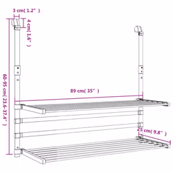 vidaXL Drying Rack for Balcony Over the Door Clothes Airer Towel Rack Aluminium - Additional view 8