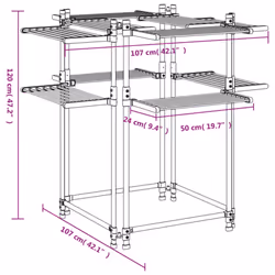 vidaXL Laundry Drying Rack Airer Clothes Drying Rack Clothes Hanger Aluminium - Additional view 7