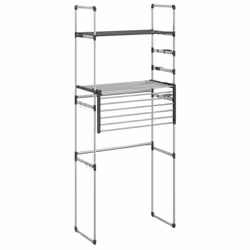 vidaXL Washing Machine Shelf Storage Rack Toilet Bathroom Shelf Aluminium - Additional view 2