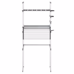 vidaXL Washing Machine Shelf Storage Rack Toilet Bathroom Shelf Aluminium - Additional view 3