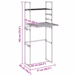 vidaXL Washing Machine Shelf Storage Rack Toilet Bathroom Shelf Aluminium - Additional view 6