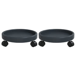 vidaXL Plant Trolleys Plant Caddies with Wheels 2 pcs Grey Diameter 35 kg