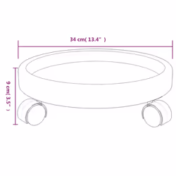 vidaXL Plant Trolleys Plant Caddies with Wheels 2 pcs Grey Diameter 35 kg