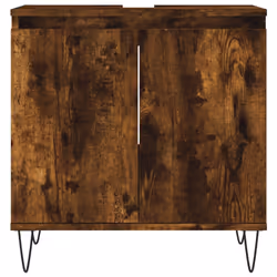 vidaXL Bathroom Cabinet Set Storage Cabinet 3 Piece Smoked Oak Engineered Wood - Additional view 5
