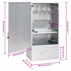 vidaXL BBQ Oven Smoker Barbeque Grill BBQ Smoker Smokehouse Galvanised Steel - without window, 44.5 x 29 x 83 cm 1 piece - Additional view 3