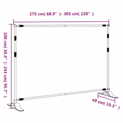 vidaXL Backdrop Stands Adjustable Background Support Stand 2 pcs Black Steel - 305 x 243 cm