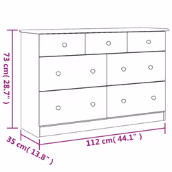 vidaXL Chest of Drawers Wooden Storage Cabinet Sideboard ALTA Solid Wood Pine - white - Additional view 7