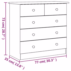vidaXL Chest of Drawers Wooden Storage Cabinet Sideboard ALTA Solid Wood Pine - white - Additional view 7