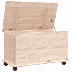 vidaXL Storage Chest Wooden Organiser Box with Wheels ALTA Solid Wood Pine - brown